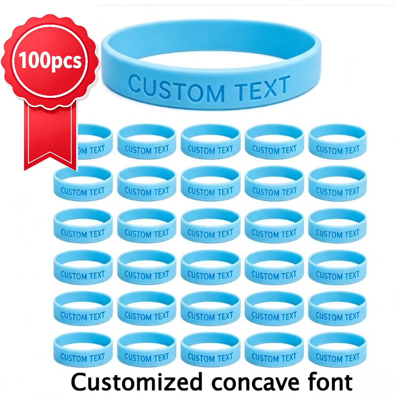 100pcs Custom Silicone Wristbands, Personalised Gift Set